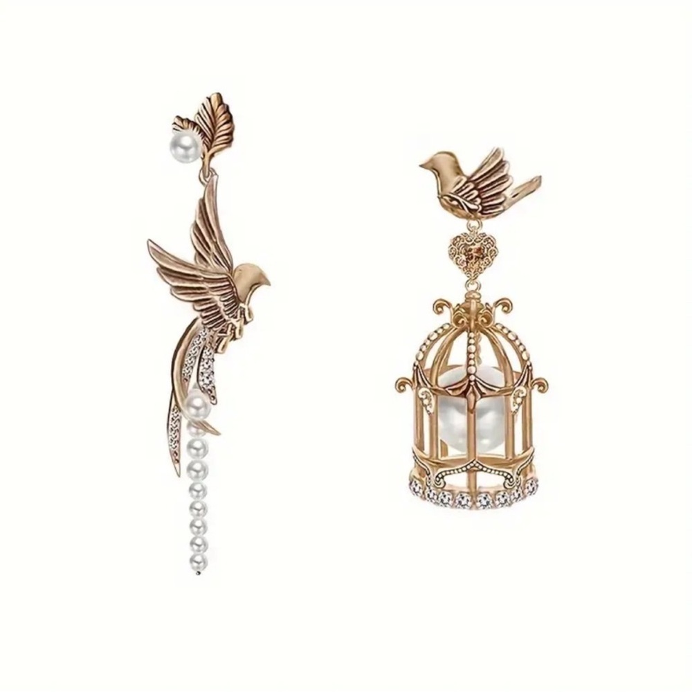 NEW Vintage Bird and Cage Earrings 🕊️ Elegant Unique Gift. Unique Earrings